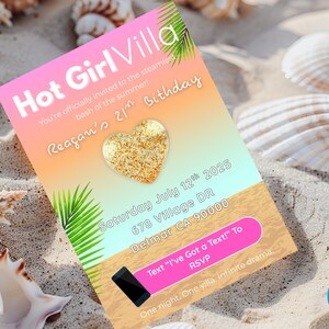 Zaproszenie na urodziny Love Island, motyw Love Island, impreza z oglądaniem, wieczór panieński, willa Hot Girl, impreza letnia, CANVA, pobieranie cyfrowe, natychmiastowe