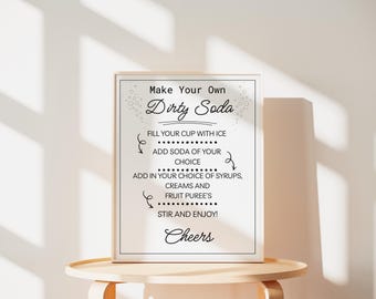 Make Your Own Dirty Soda Sign - CANVA Template - 16x20 8x10 5x7 - DIY Soda Bar Instructions Printable - Editable Instant Download