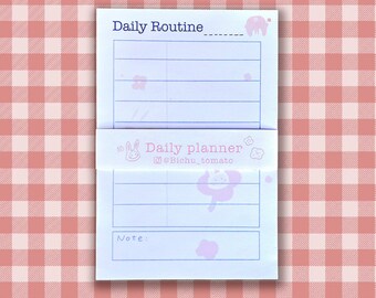 Daily planner for daily routine,  handmade tear off notepad, illustrated notepad, animal stationary