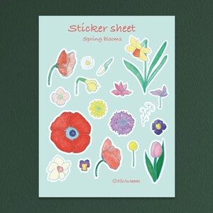 Spring floral sticker sheet, planner stickers, plant sticker sheet, glossy sticker sheet