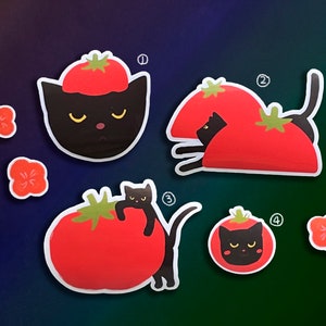 Cat and Tomato Vinyl Sticker