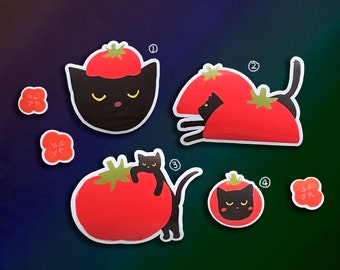 Cat and Tomato Vinyl Sticker