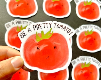 Pegatina de vinilo de fruta: pegatina resistente al agua, tomate fresco, tomate bonito, pegatina troquelada, pegatina para portátil, maleta, botella de agua
