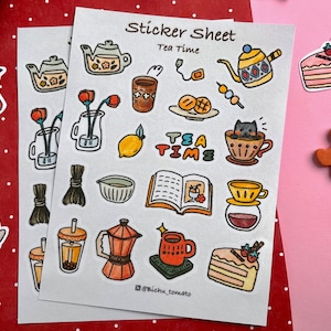 Winter tea time sticker sheet, cute planner sticker sheet, Cat stickers, Christmas stocking stuffer image 7