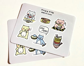 Cozy Cat Sticker Sheet, cute sticker sheet,  small sticker sheet, bullet journal stickers, cute stickers
