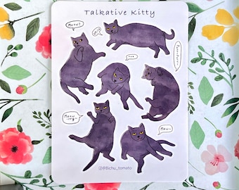 Cozy Cat Sticker Sheet, cute sticker sheet,  small sticker sheet, bullet journal stickers, cute stickers
