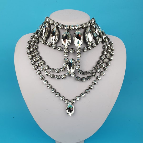 Handmade Premium Cut Crystal Choker Necklace. Perfect for Weddings, Drag, Burlesque, Carnival, Performers. Costume Jewellery Made in the UK