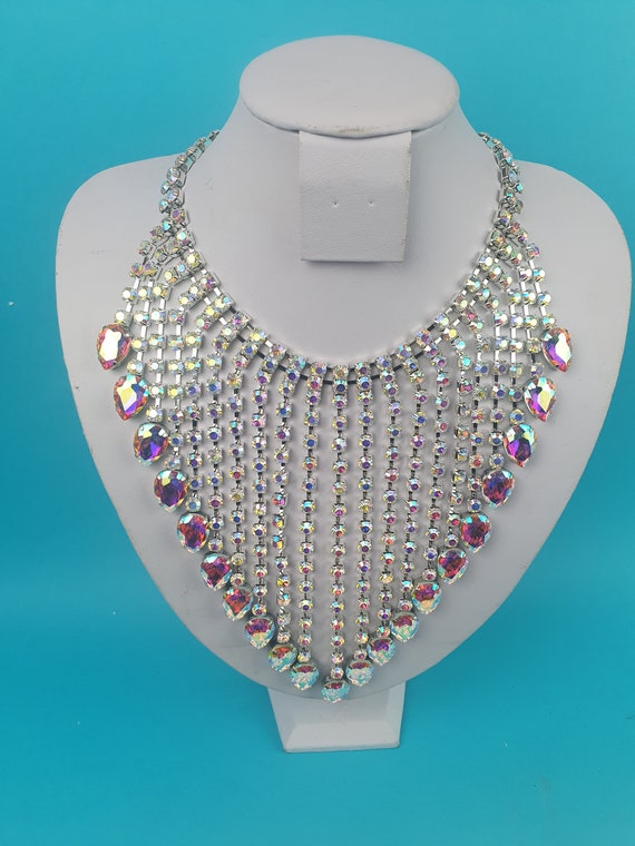 Handmade Premium Crystal Waterfall Necklace. Perfect for Performers, Weddings, Drag, Burlesque, Carnival. Costume Jewellery Made in the UK
