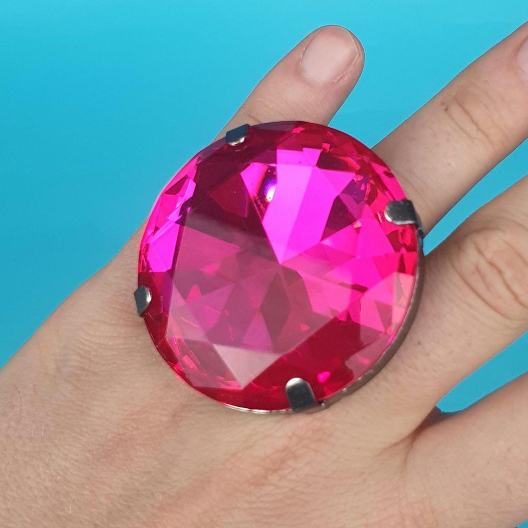 XL Crystal Cocktail Ring, Adjustable Ring, Drag Ring, Crystal Ring - Etsy