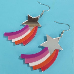 Lesben Acryl Ohrringe, Ohrstecker, Ohrclips, Festival Mode, flippige Ohrringe, Tropfenohrringe, ziehen Ohrringe, LGBT