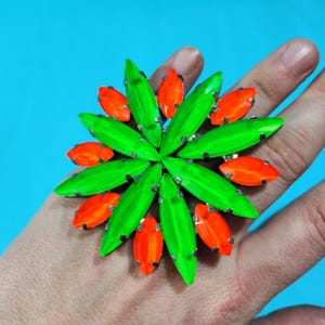 Large Crystal Cocktail Ring. Adjustable Ring, Drag Ring, Crystal Ring