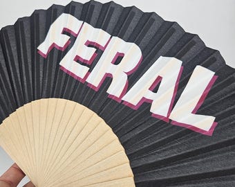 Handheld Feral Folding Fan - Compact Bamboo Fan for Festivals, Holidays & Summer Days