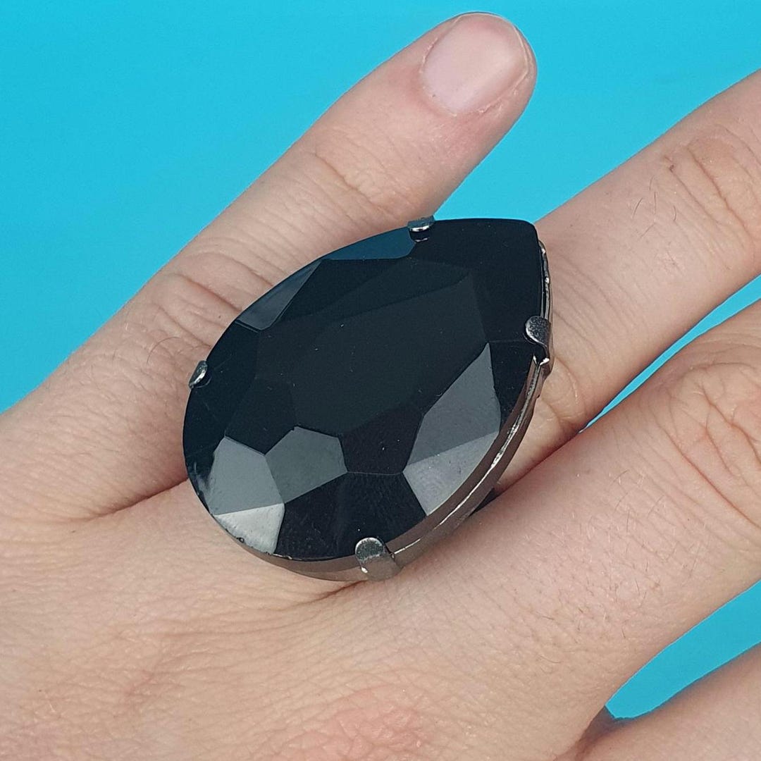 Large Crystal Cocktail Ring, Adjustable Ring, Drag Ring, Crystal Ring ...