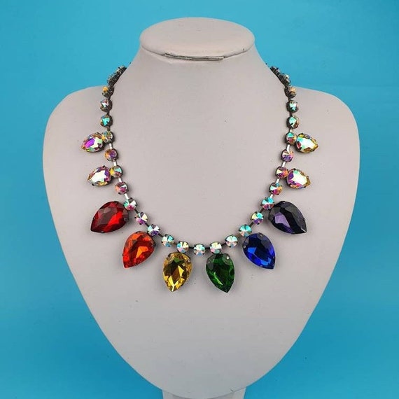 Handmade Premium Cut Crystal Necklace. Perfect for Events, Performers, Weddings, Drag, Burlesque, Carnival. Costume Jewellery Made in the UK