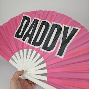 DADDY Giant Bamboo Clack Fan Enabled, Including a Draw String Bag. Festivals Fan, Events Fan, Pride Fan, Performance Fan, Drag Fan