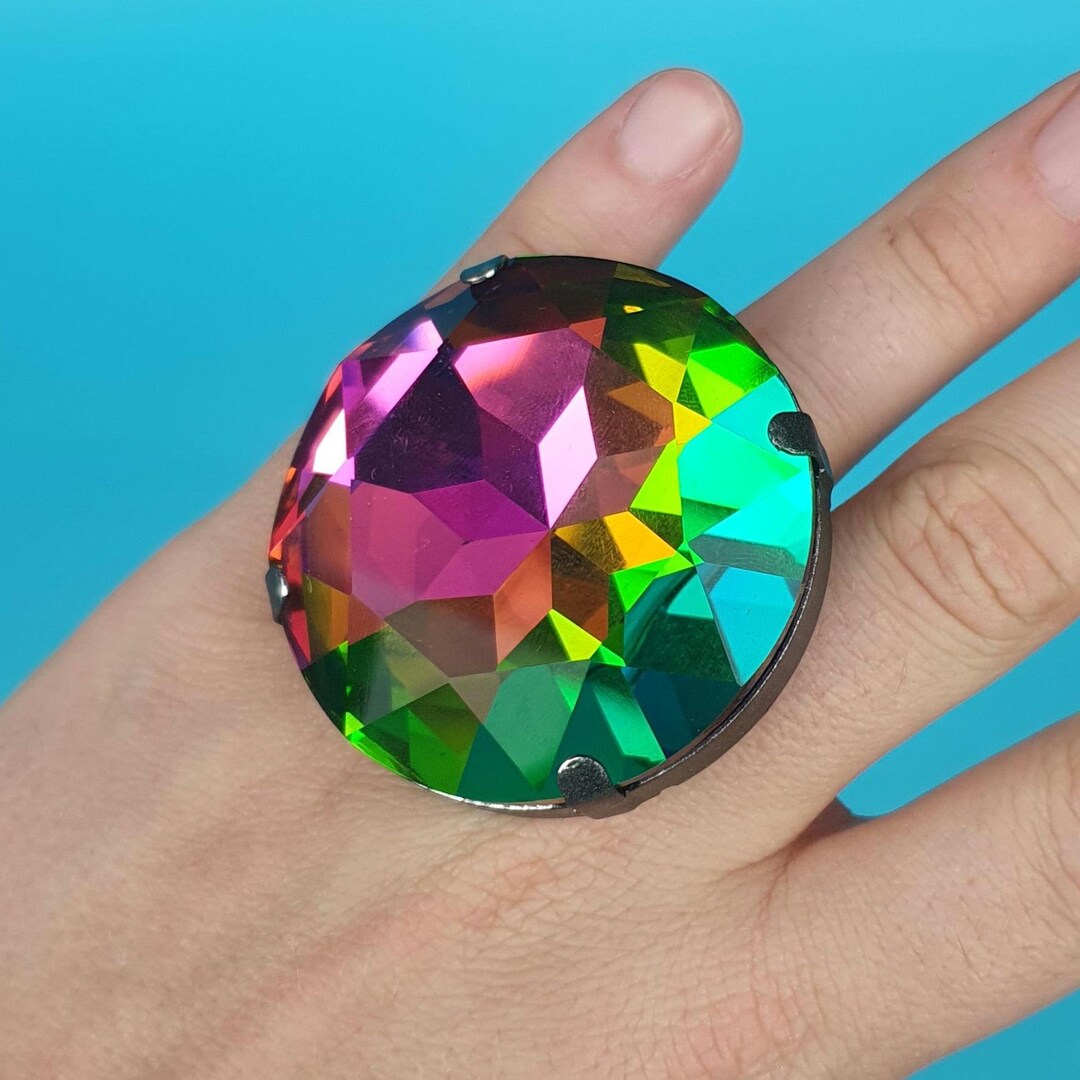 XL Premium K9 Crystal Cocktail Ring, Adjustable Ring, Drag Ring ...