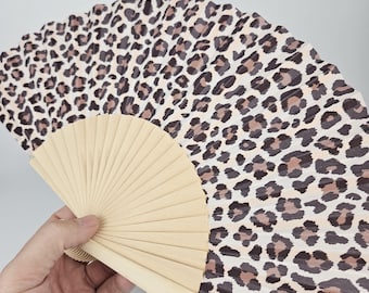 Handheld Leopard Folding Fan - Compact Bamboo Fan for Festivals, Holidays & Summer Days