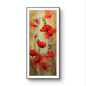 Oriental Painting | Original Watercolor Painting | Original Art | poppies | original watercolor artwork | oriental art