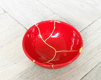 Bol inspiré du Kintsugi rouge (025)