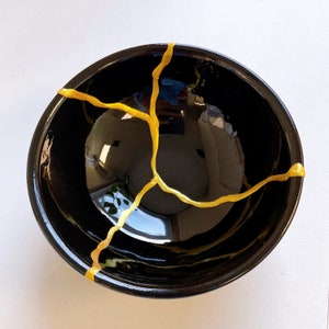 Black Kintsugi Inspired Bowl (0126)