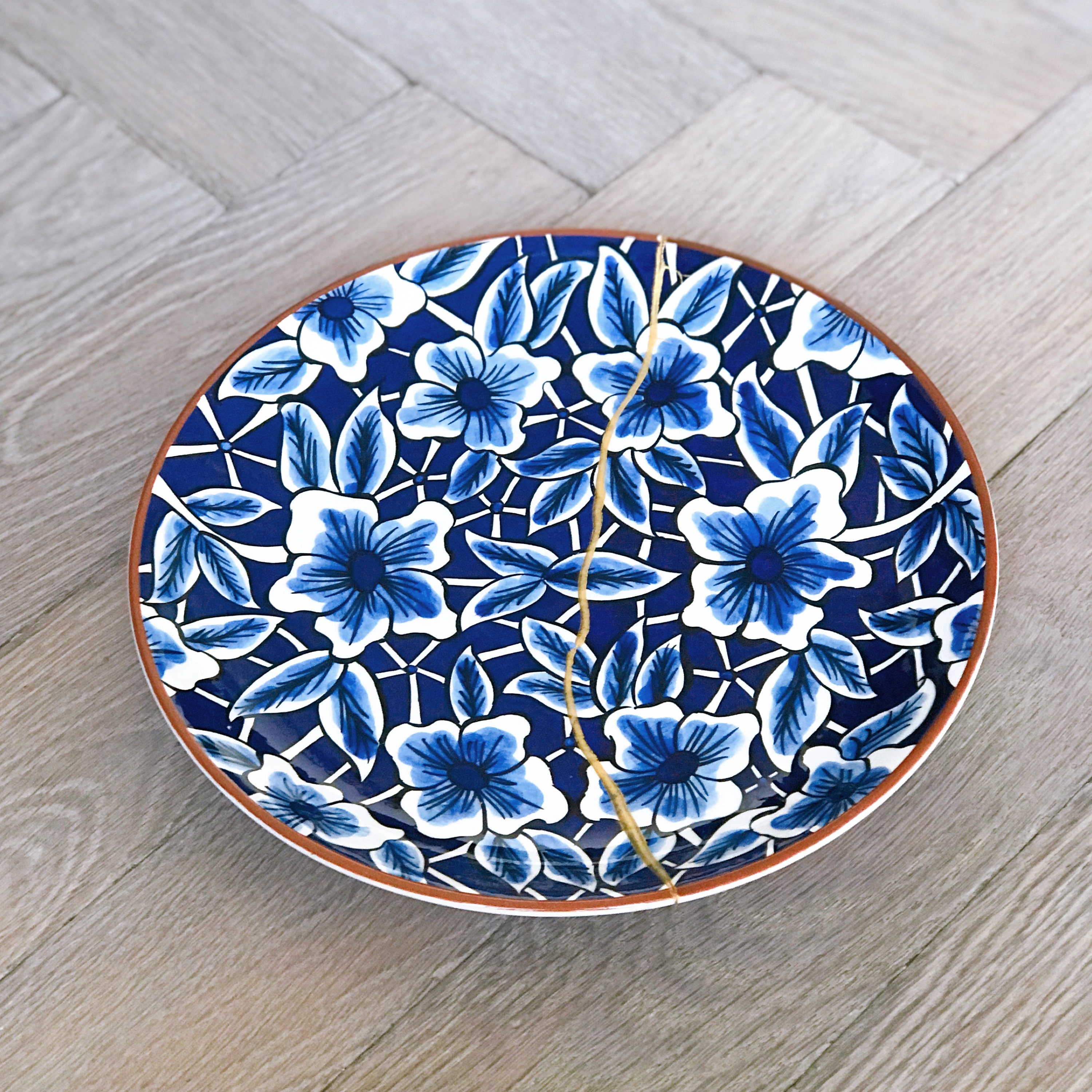 Large Kintsugi Plate Kintsugi Ceramic Plate Traditional Etsy