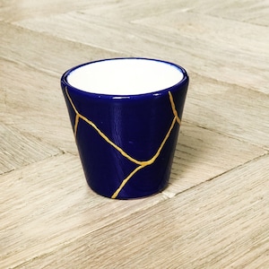 Navy Blue Kintsugi Inspired Cup (028)