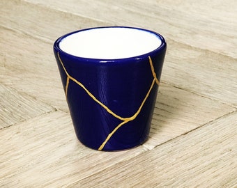 Navy Blue Kintsugi Inspired Cup (028)