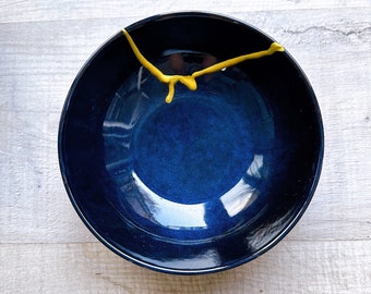 Kintsugi Large Bowl, Navy Blue Fruit Bowl (156)