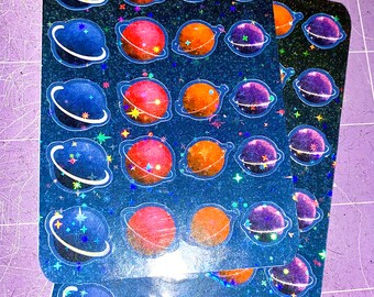 Holographic Planets 3x5 Sticker Sheet
