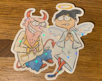Angel Edd and Devil Eddy Holographic Sticker