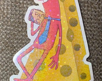 Allan Red Smiling Friends Holographic Sticker