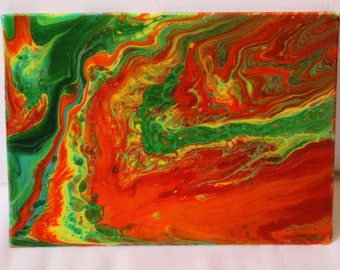 Art acrylique peint à la main de lave d’émeraude/pour