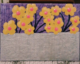 Buttercup Blossom Patch Art acrylique peint à la main