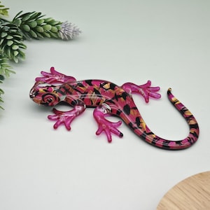 Hand-blown glass lizard-Glass reptile ornament-Glass lizard art-Blown glass animal figurine-glass geckos-New Year&#39;s gift-Christmas gift