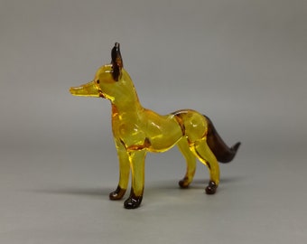 Glass Wolf Figurine, Glass Blown Dogs, Glass Blowing, Birthday Gift