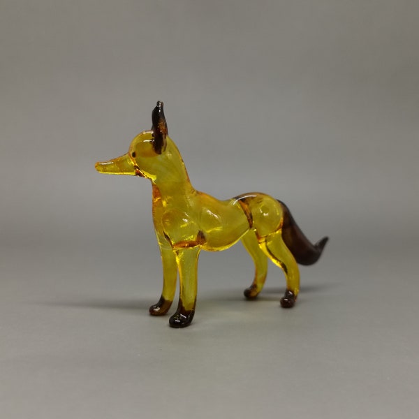 Glass Wolf Figurine, Glass Blown Dogs, Glass Blowing, Birthday Gift