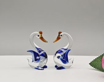 透明ガラスの白鳥の置物 - Etsy 日本