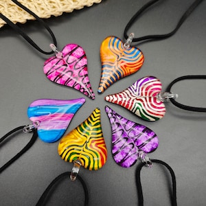 Glass heart necklace-Glass heart necklace multicolor-Glass blown heart necklace-Gift for her