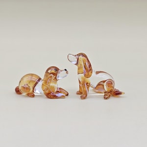 Handmade Blown Glass Cavalier King Charles Spaniel Figurine Set-gift