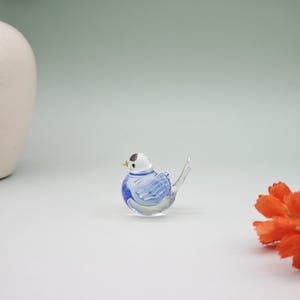 Blue Glass Bird Figurine-Handcrafted Art Glass Sculpture
