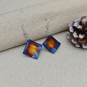 Handmade Square Glass Earrings: Thai Sterling Silver Hooks