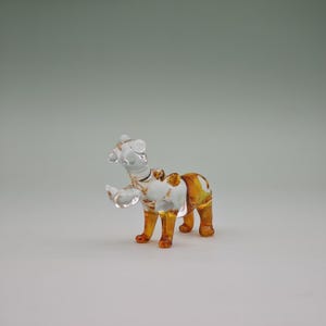 Blown Glass Hippo Figurine-Yellow Art Glass Animal Sculpture