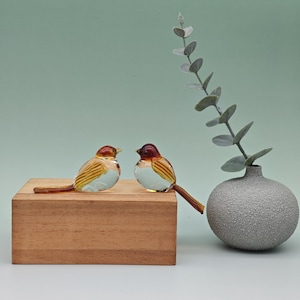 Blown Glass Bird Figurines: Stained Glass Sculpture Set