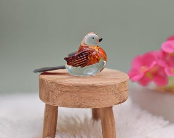 手作りのガラスの鳥2羽、職人の吹きガラス、ママとベイビー - Etsy 日本