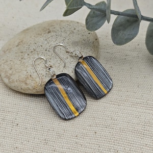 Handmade Gray Blown Glass Dangle Earrings-Silver Hooks