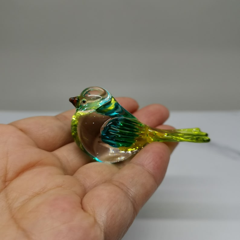 Glass Bird Figurine Blown Glass Bird Home Decoration Etsy