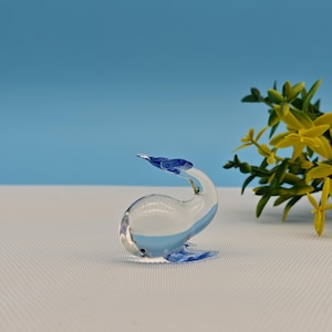 Handmade Miniature Glass Whale Sculpture: Ocean Decor