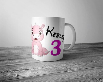 Custom mug Hipo with custom name and age - FREE DELIVERY UK only Kids Birthday Present Gift
