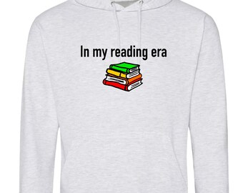 In my reading era colourful book grey hoodie for adults