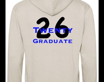 Graduate hoodie for adults unisex sizes